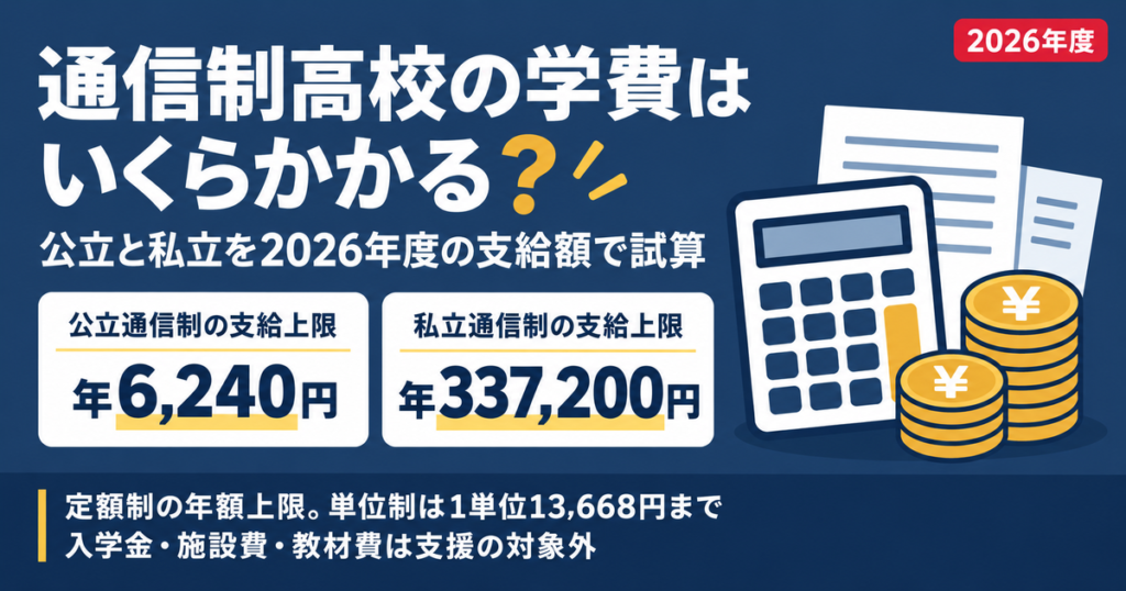 通信制高校の学費はいくらかかるかを示したアイキャッチ画像